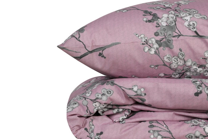 L'essentiel linge de maison Chicory - Rosa y blanco, Juego de funda de edredón doble